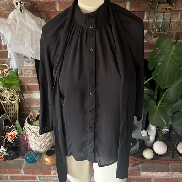 NY&Co Secretary Pu55y Bow Blouse 3/4 Sleeve - Picture 3 of 5